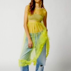 UO Sheer Ruffle Midi Robe
